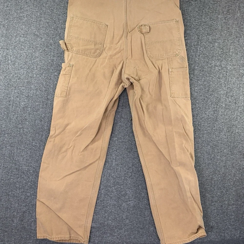 VTG Carhartt Overalls Men 40x33 Brown Double Knee Carpenter Button Fly Canvas